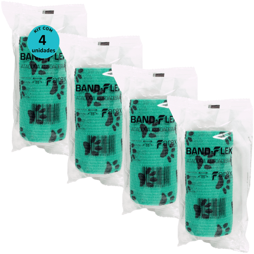 Atadura 10cm Verde Com Patinhas Band-Flex Autoadesiva Para Animais Farex Kit Com 4 Atadura 10cm Verde Com Patinhas Band-Flex Autoadesiva Para Animais Farex Kit Com 4